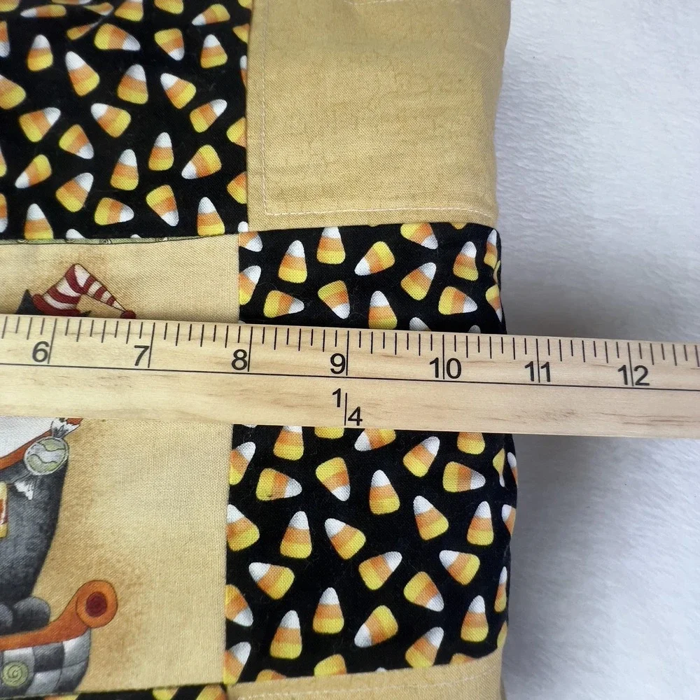 Handmade Halloween Patchwork Quilt Kids 47x38.5 Candy Corn Cat‎ Tote Bag Set